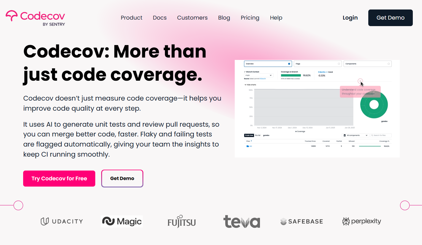 사진 6-1. codecov 사이트 첫 화면.